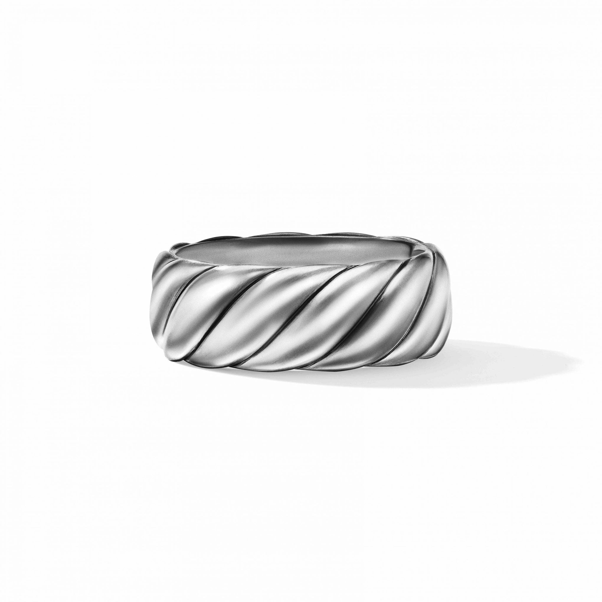 SCULPTED CABLE CONTOUR BAND RING IN STERLING SILVER