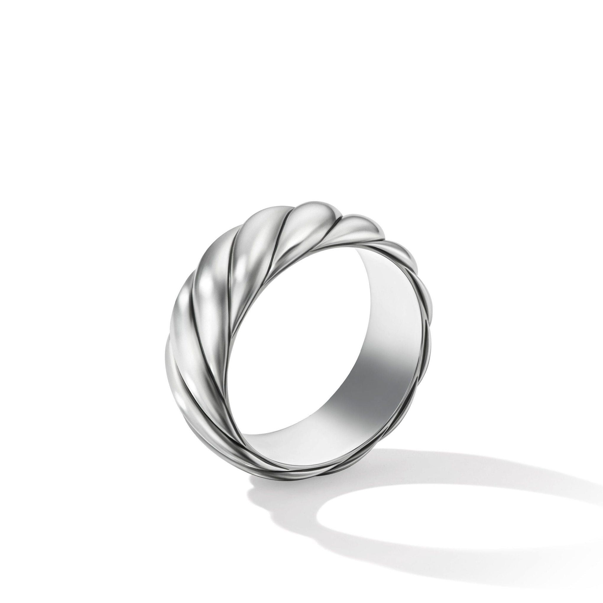 SCULPTED CABLE CONTOUR BAND RING IN STERLING SILVER
