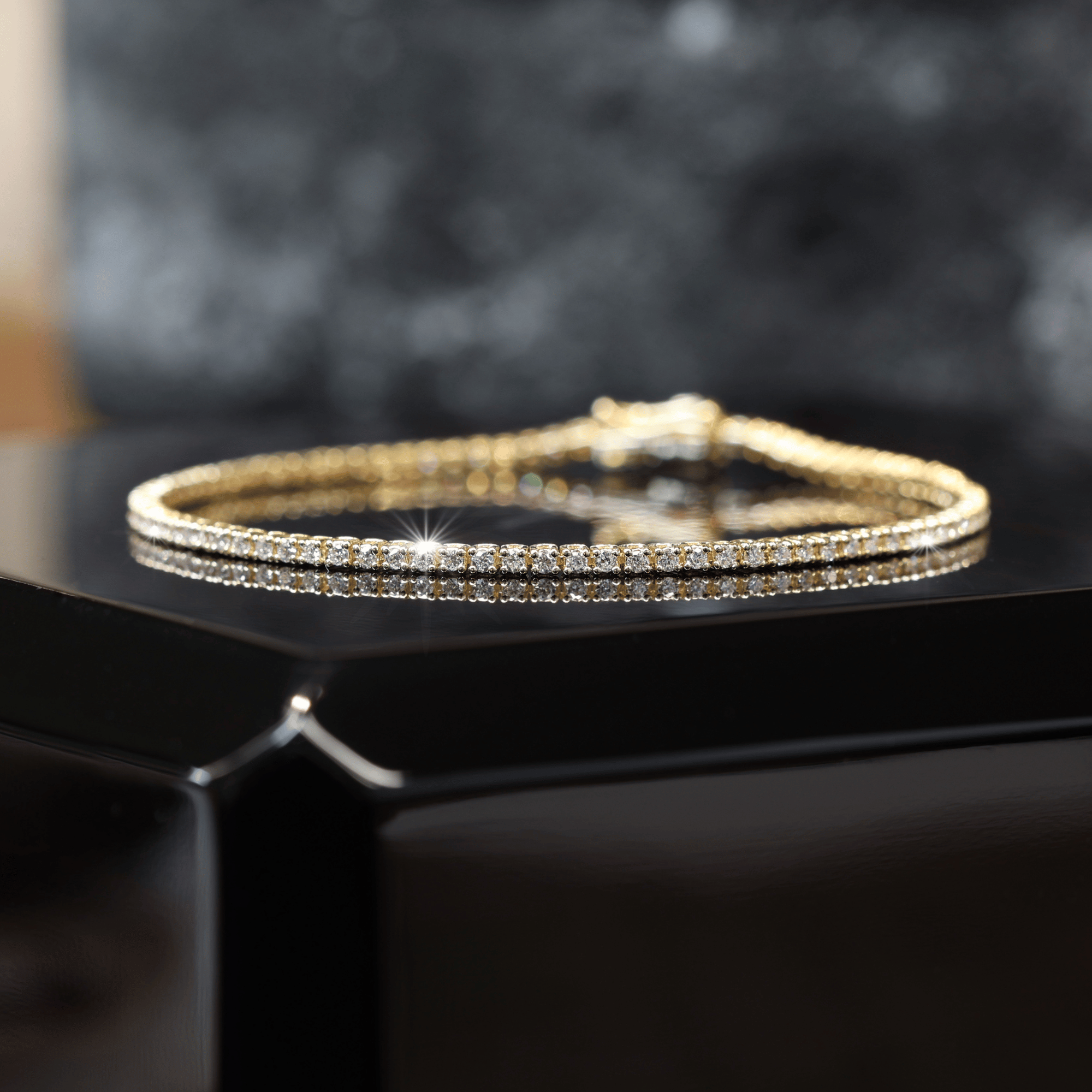 18ct yellow gold diamond tennis bracelet