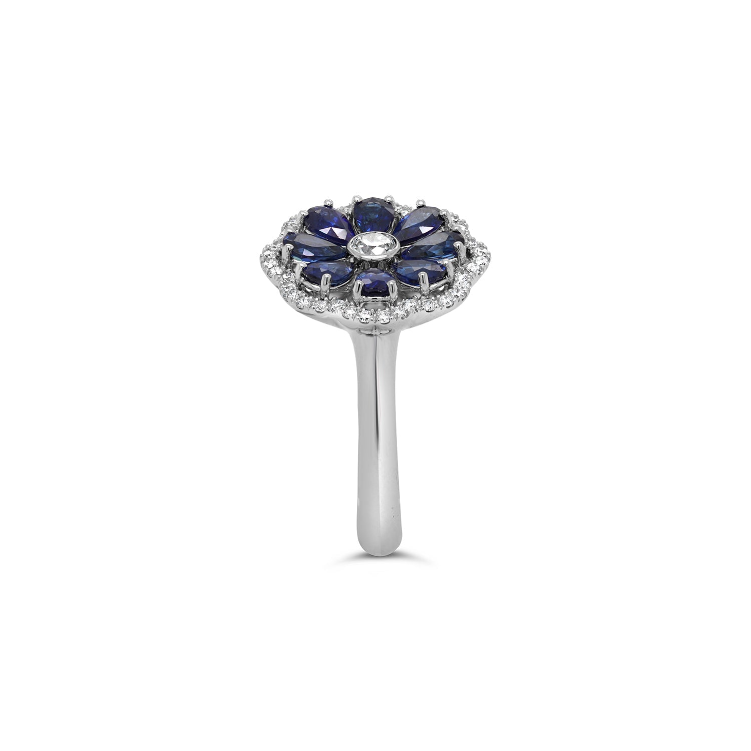 Ceylonese Royal Blue Sapphire & Diamond Dress Ring