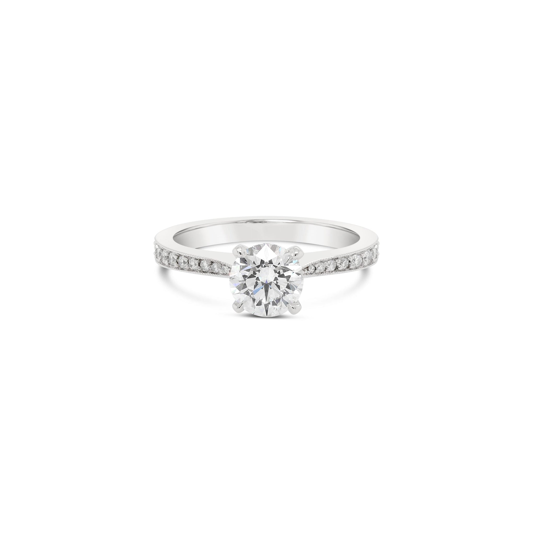 Round Brilliant Cut Solitaire Diamond Chevron Engagement Ring