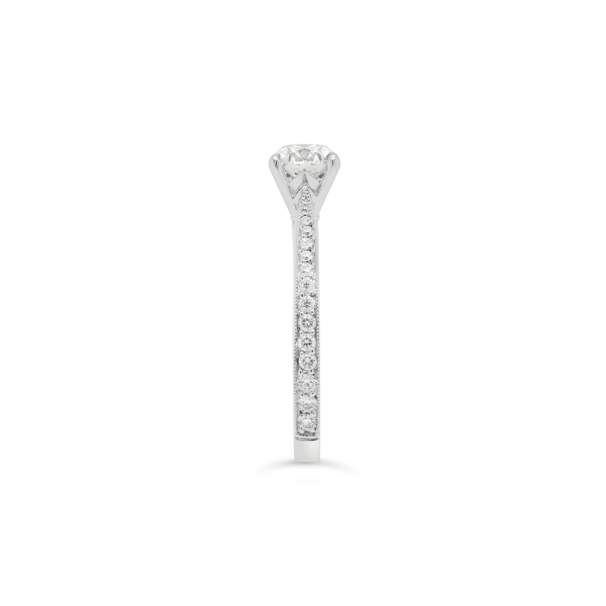 Round Brilliant Cut Diamond Chevron Engagement Ring