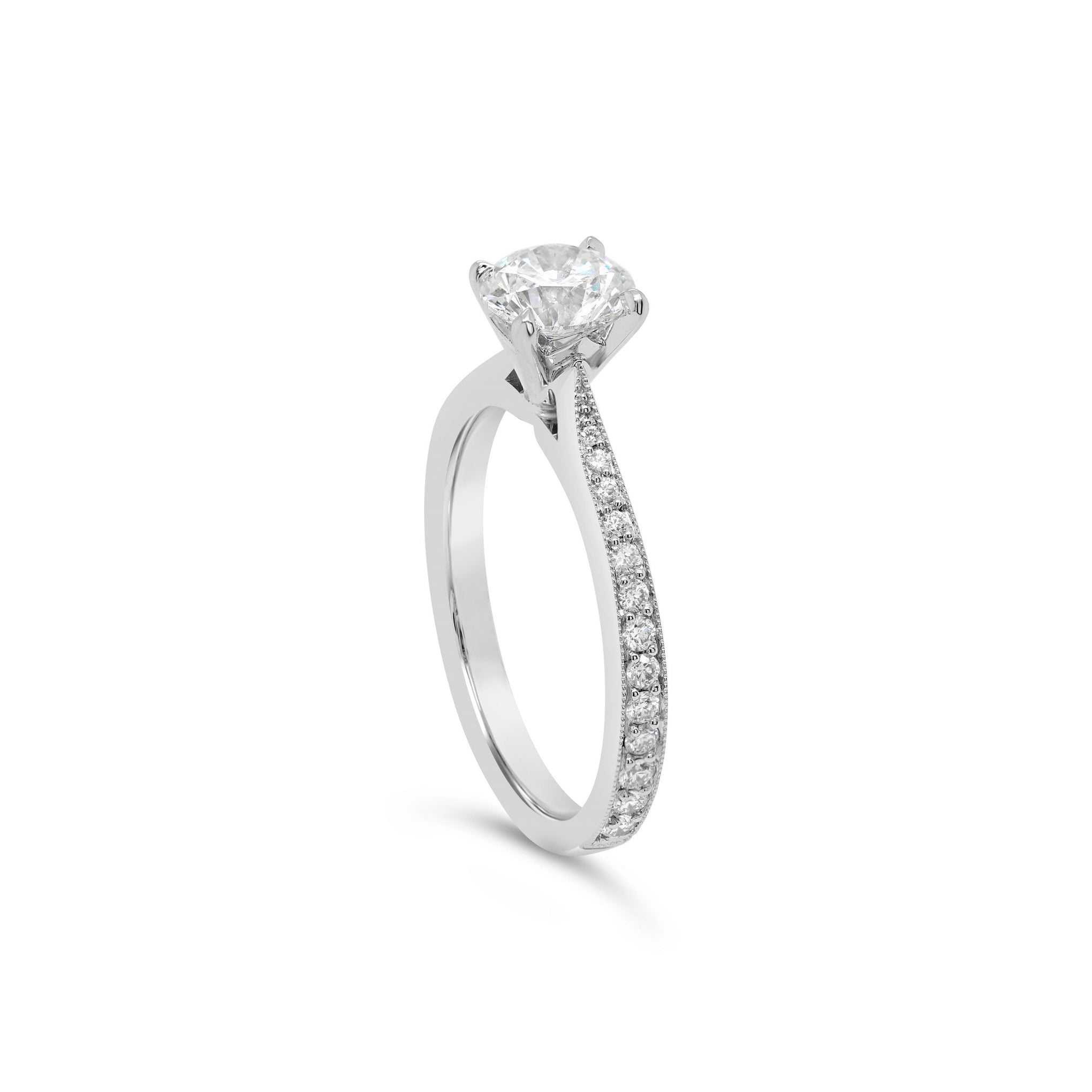 Round Brilliant Cut Diamond Chevron Engagement Ring