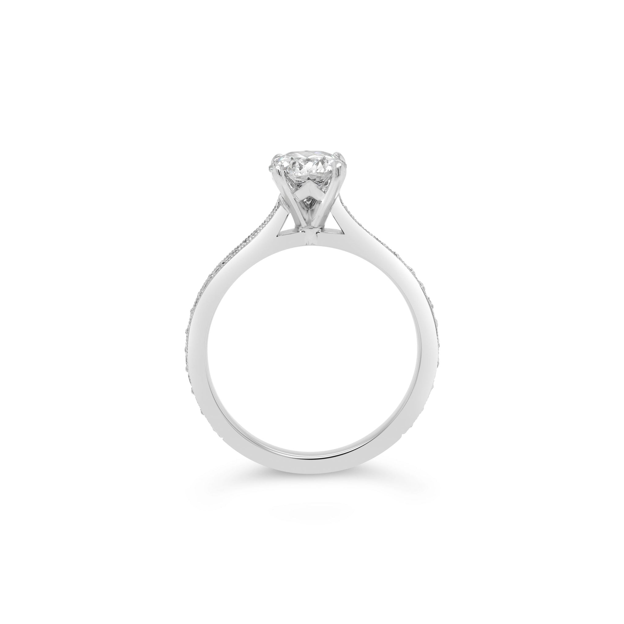 Round Brilliant Cut Diamond Chevron Engagement Ring