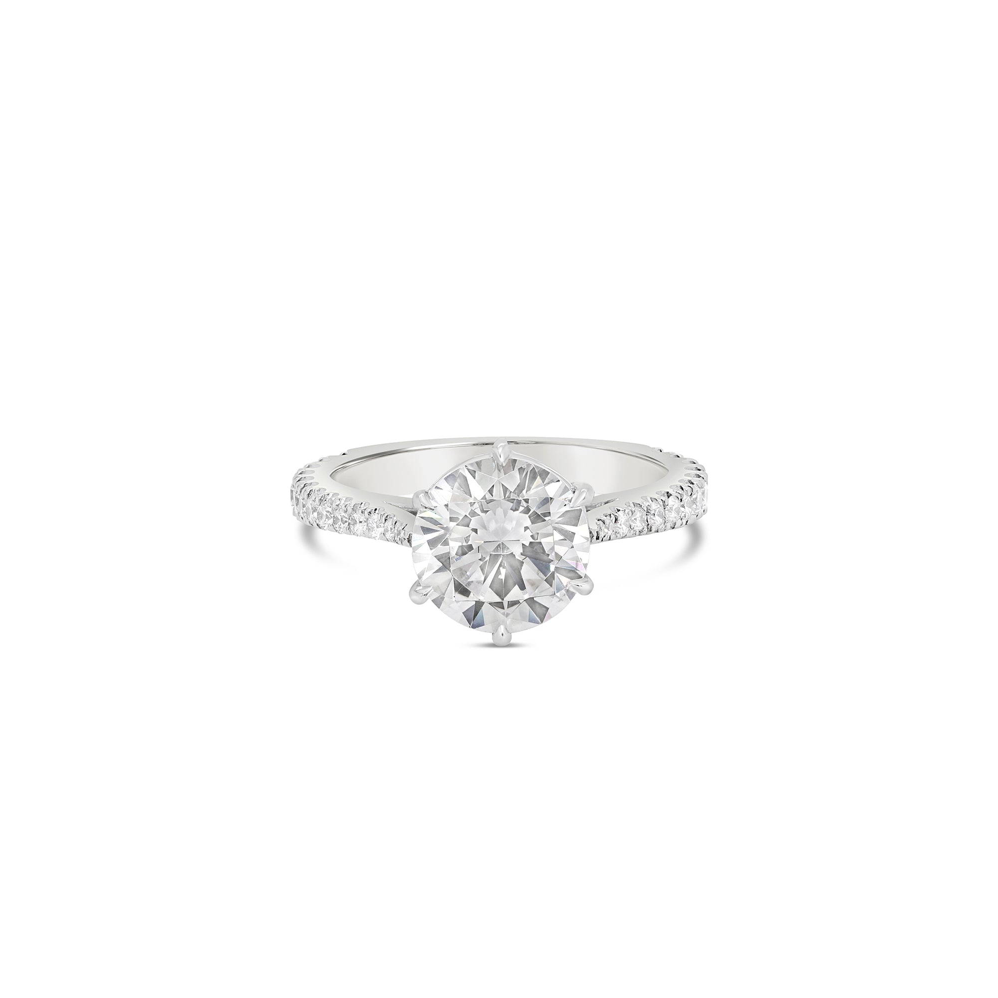Round Brilliant Cut Solitaire Tapered Band Engagement Ring white gold