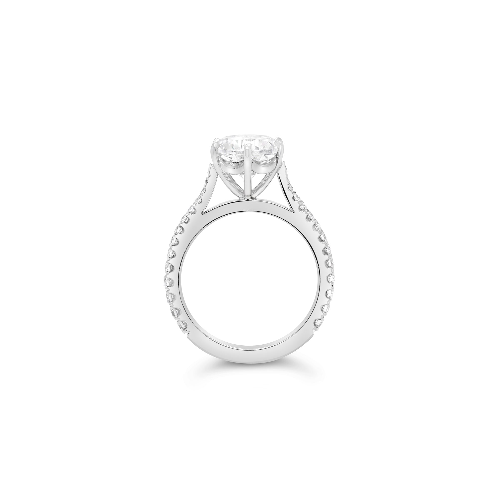 Round Brilliant Cut Solitaire Tapered Band Engagement Ring white gold