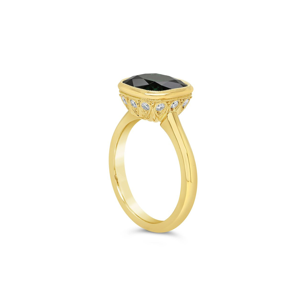 Chrome Green Tourmaline and Diamond Dress Ring