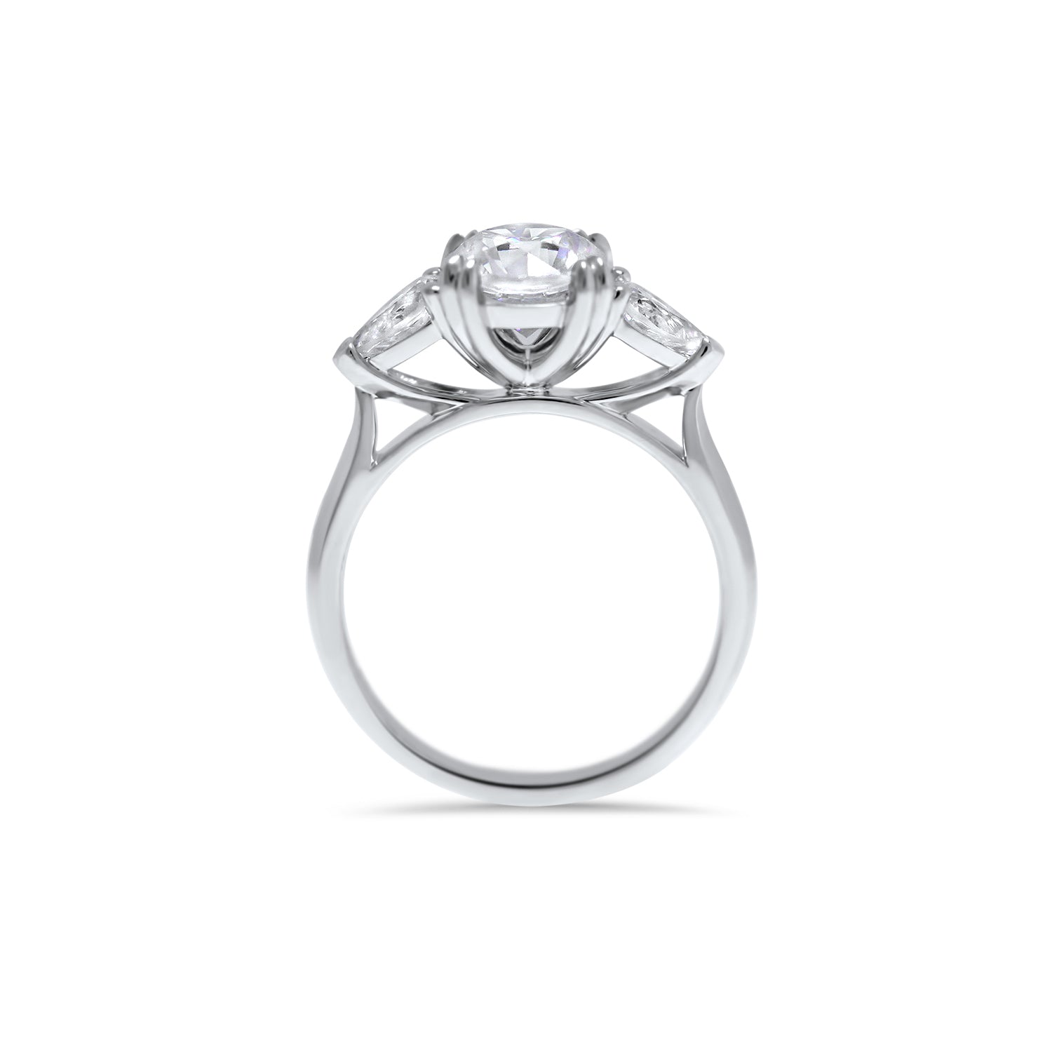round brilliant diamond three stone engagement ring