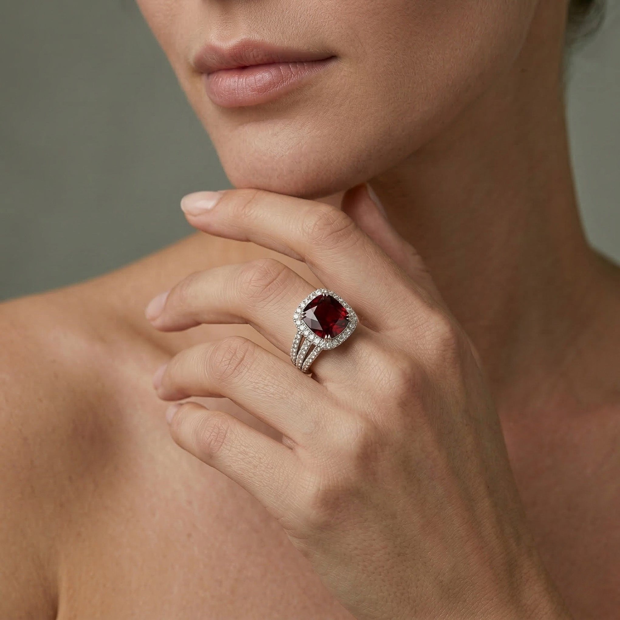 Manhattan Collection Malaya Garnet and Diamond Cocktail Ring