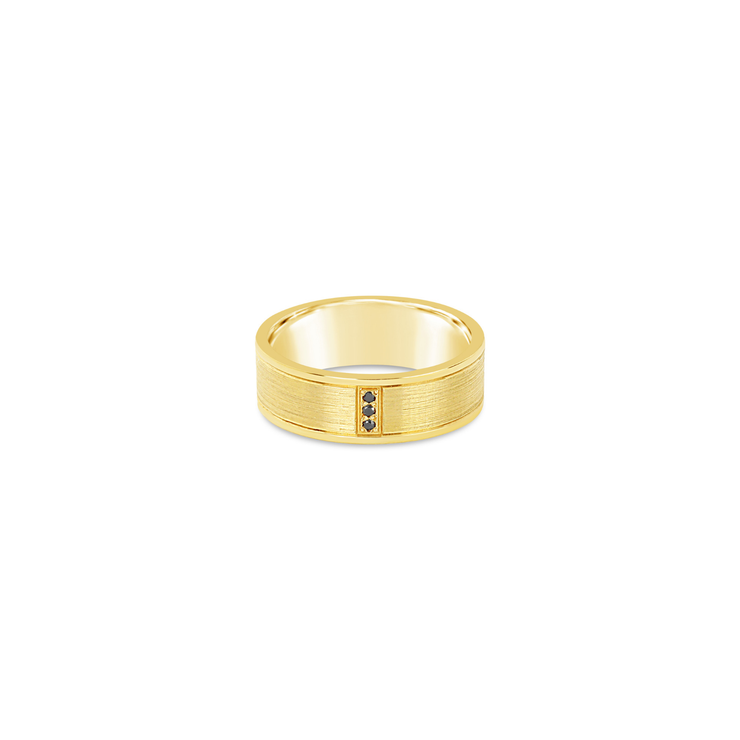 Yellow gold wedding ring with Black Diamonds