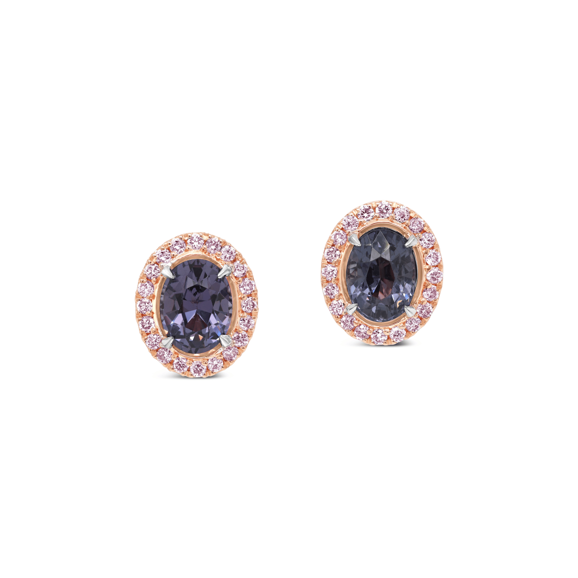 Purple Earrings | Violet Spinel & Pink Diamond Earrings