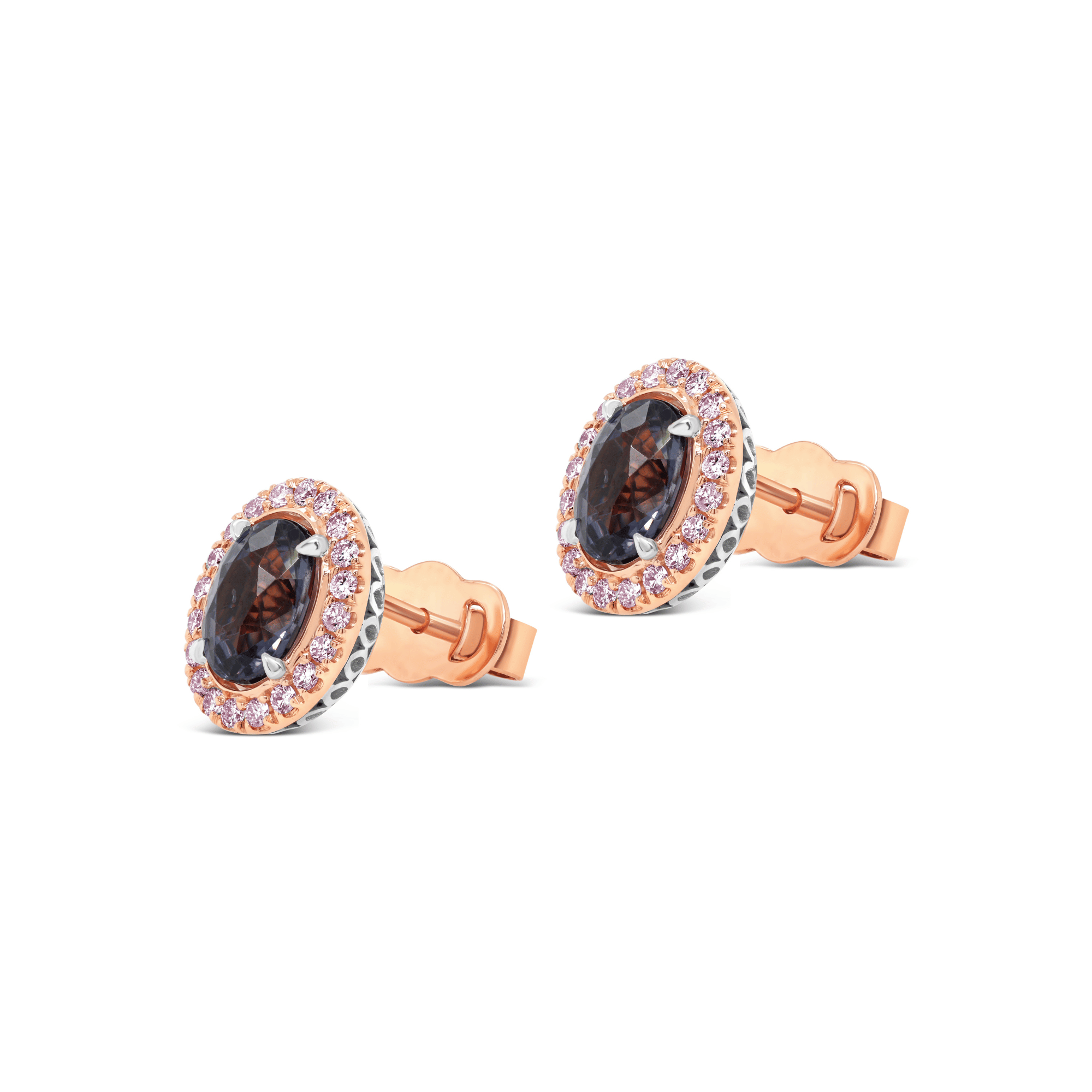Purple Earrings | Violet Spinel & Pink Diamond Earrings