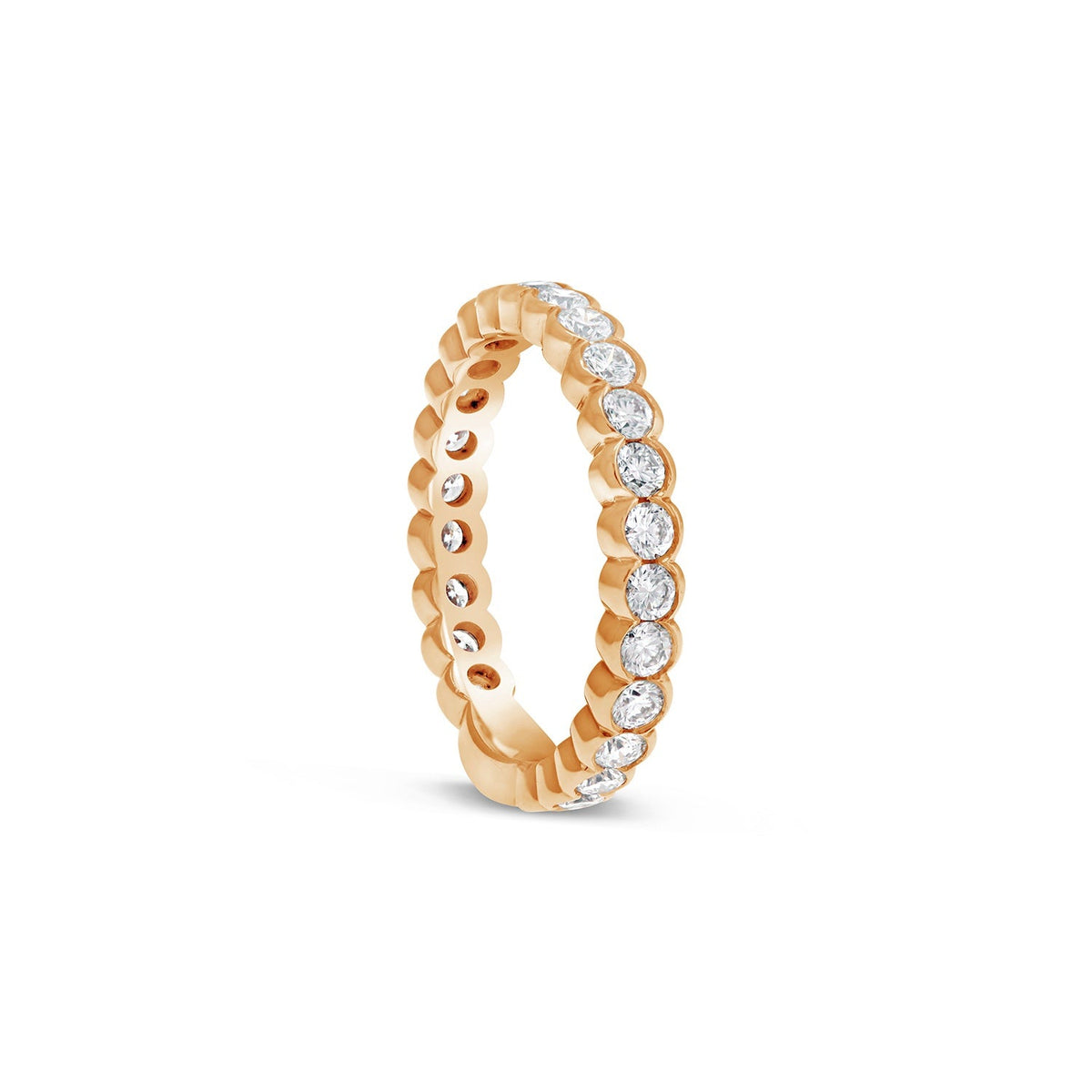 Scalloped Rim Rings Scallop-Set Round Brilliant Cut Diamond Ring - 18ct Rose Gold – Fairfax ...
