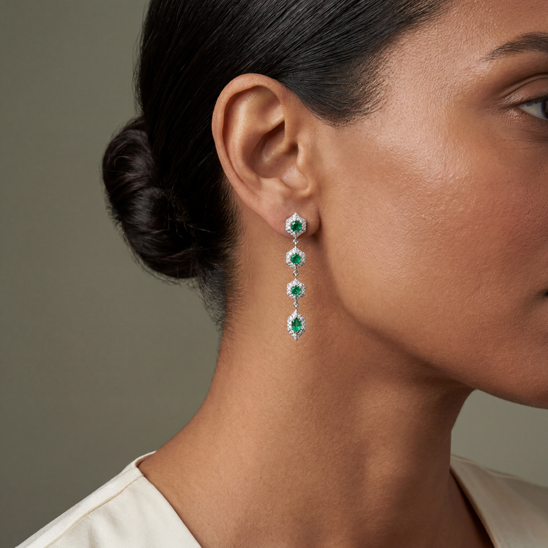 Muzo Emerald & Diamond Drop Earrings