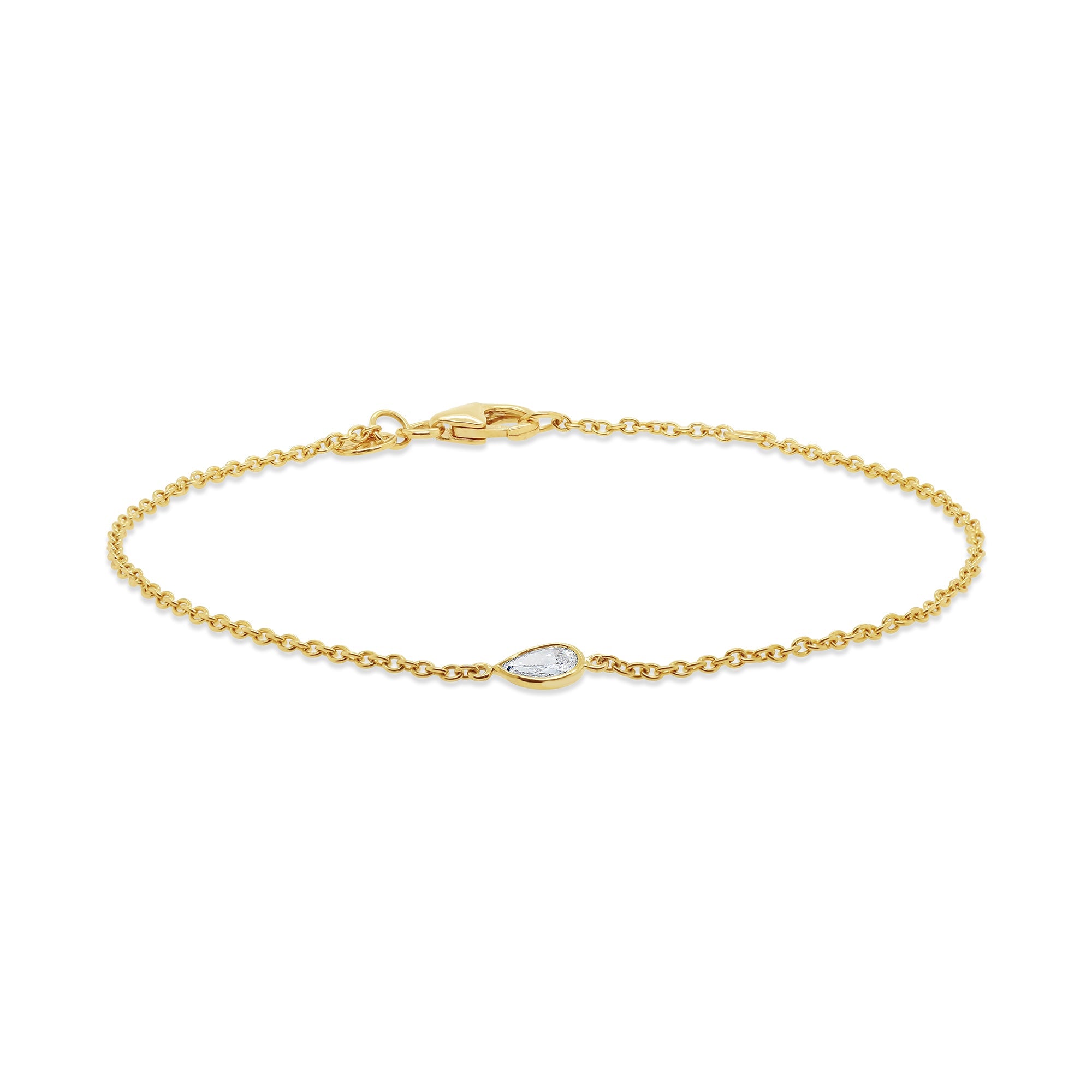 Yellow gold and pear shaped diamond bracelet