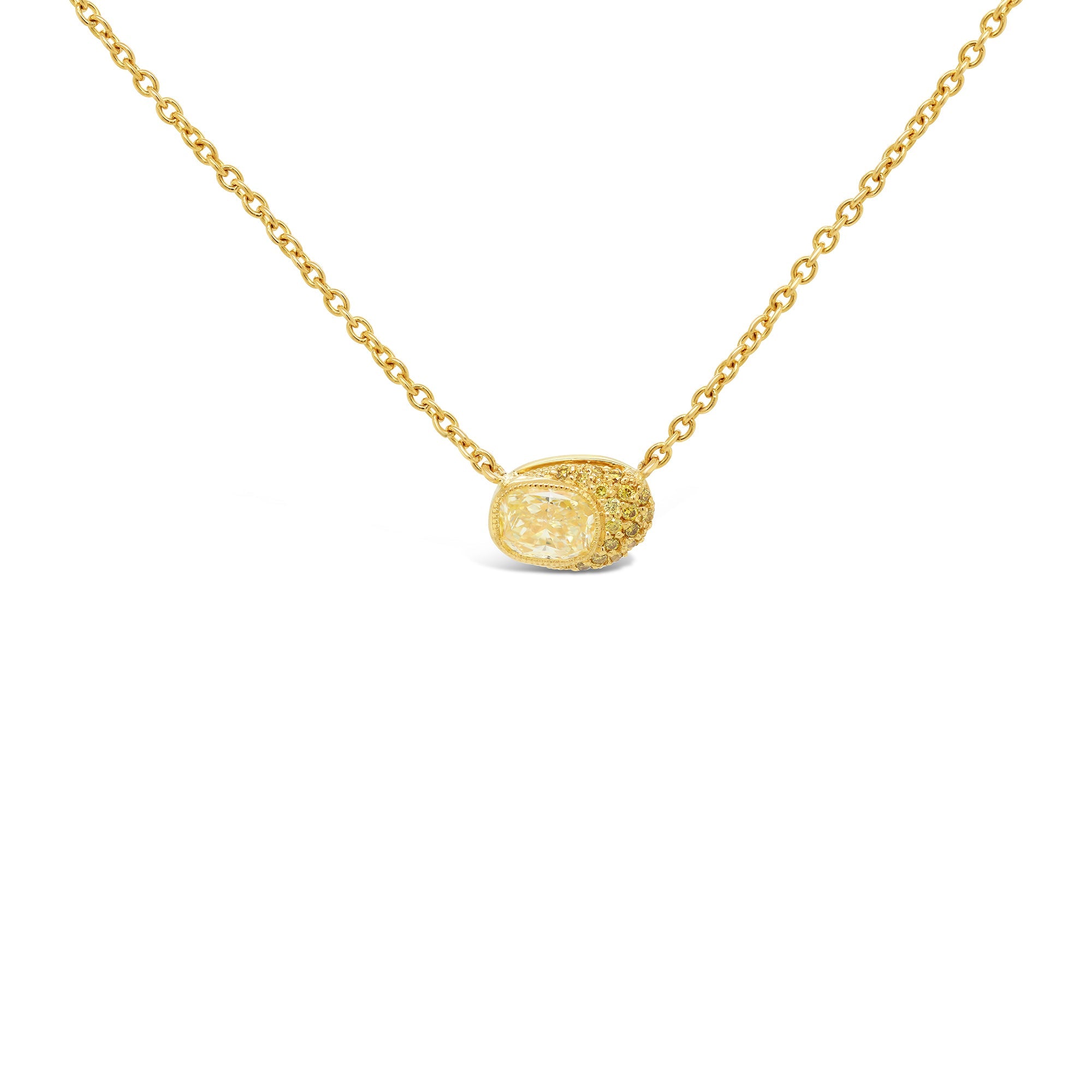 Yellow  Diamond Necklace Yellow Gold