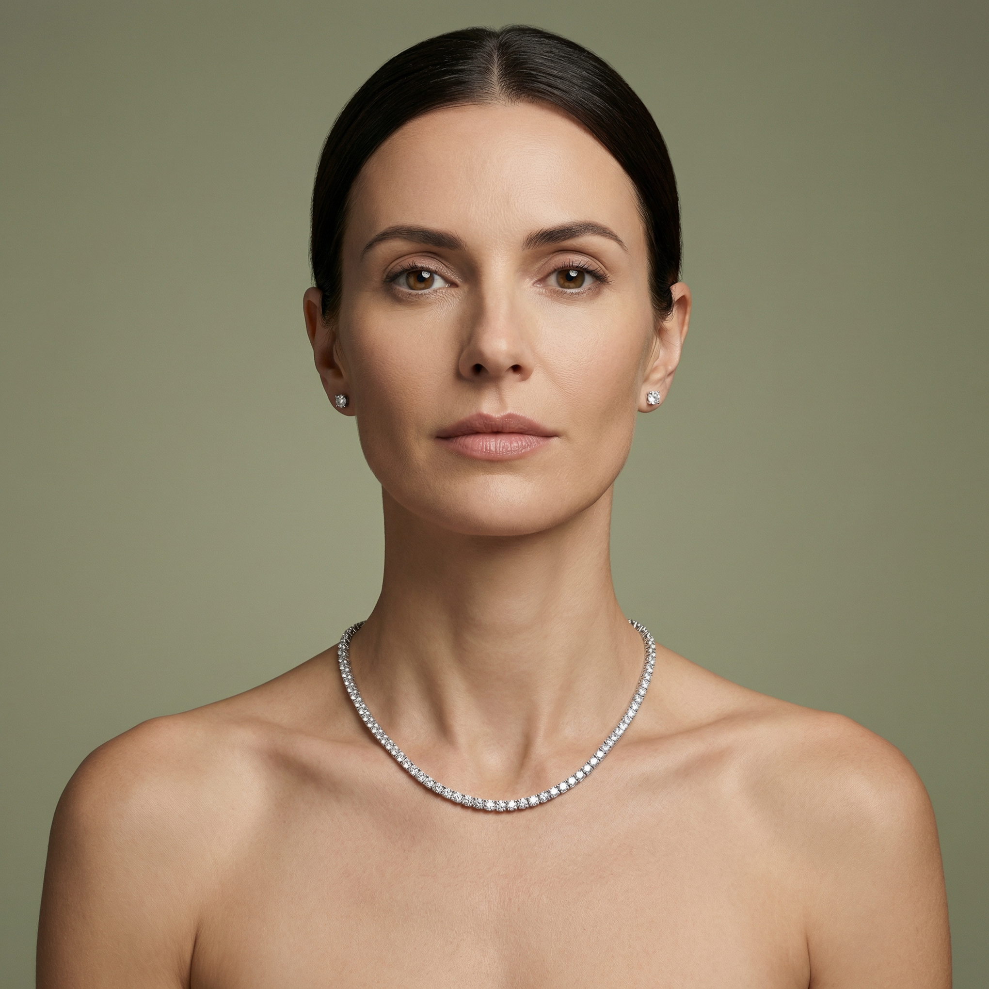 Lab Grown Diamond Tennis Necklace 18ct White Gold