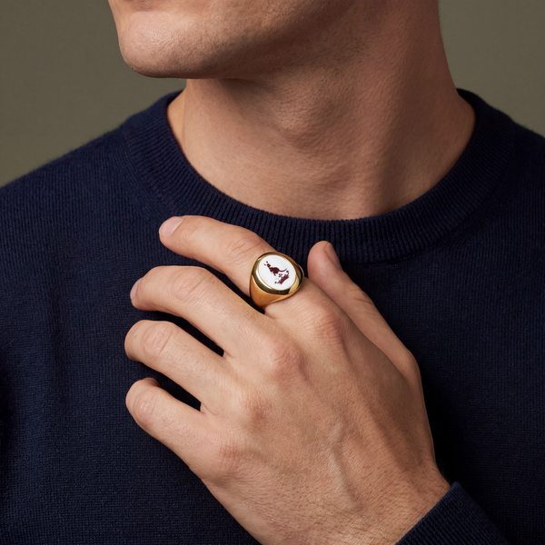 Kangaroo & Crown Sardonyx Intaglio Signet Ring
