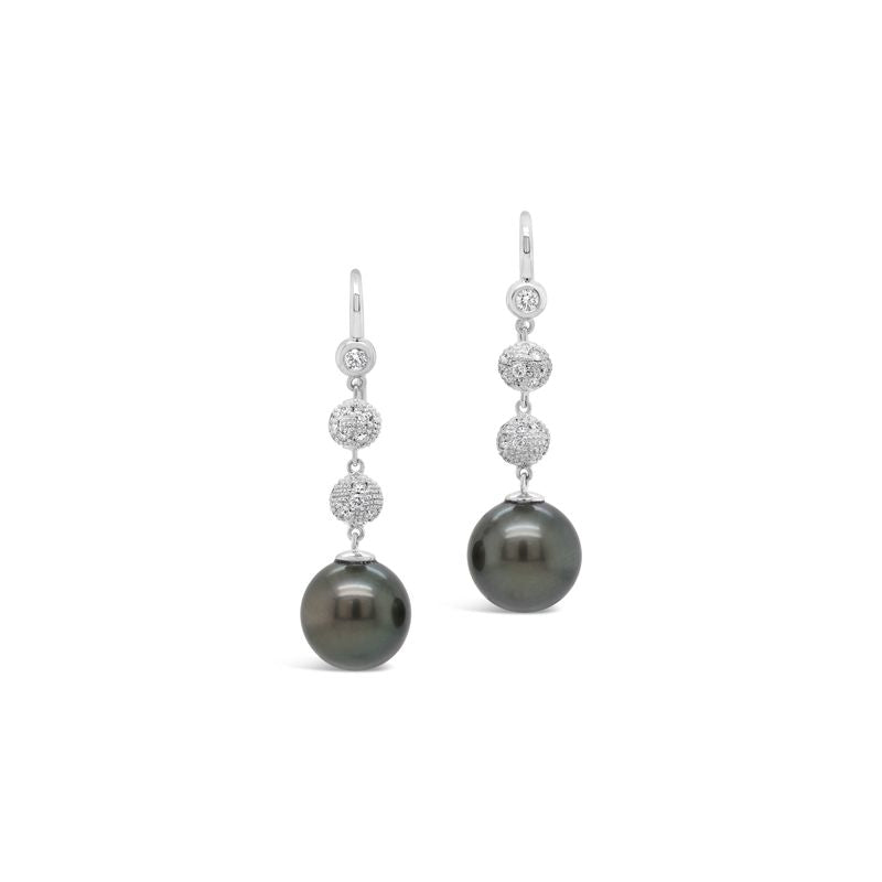 Tahitian Pearl & Diamond Drop Earrings