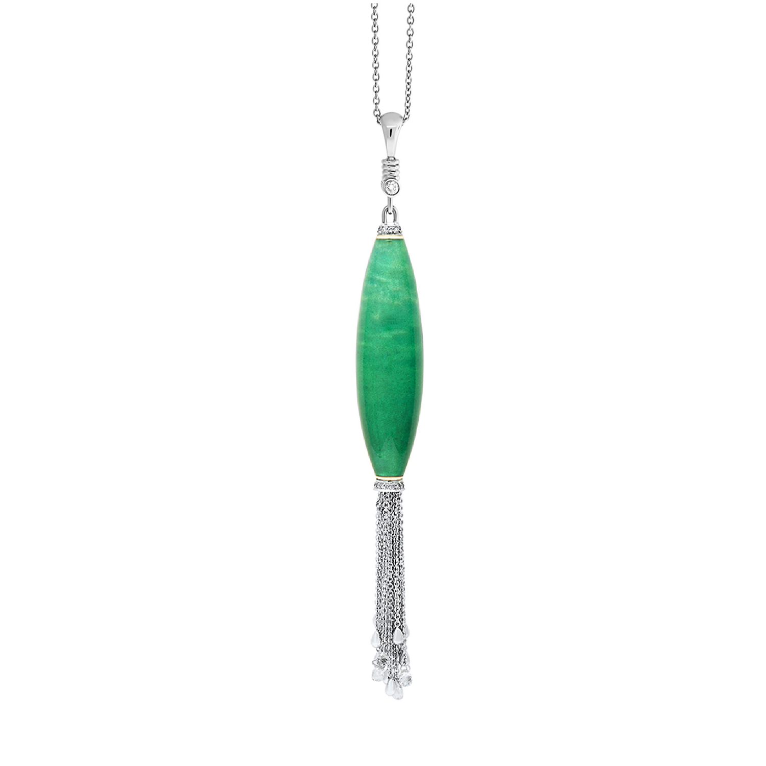 Green Enamel & Diamond Drop Pendant