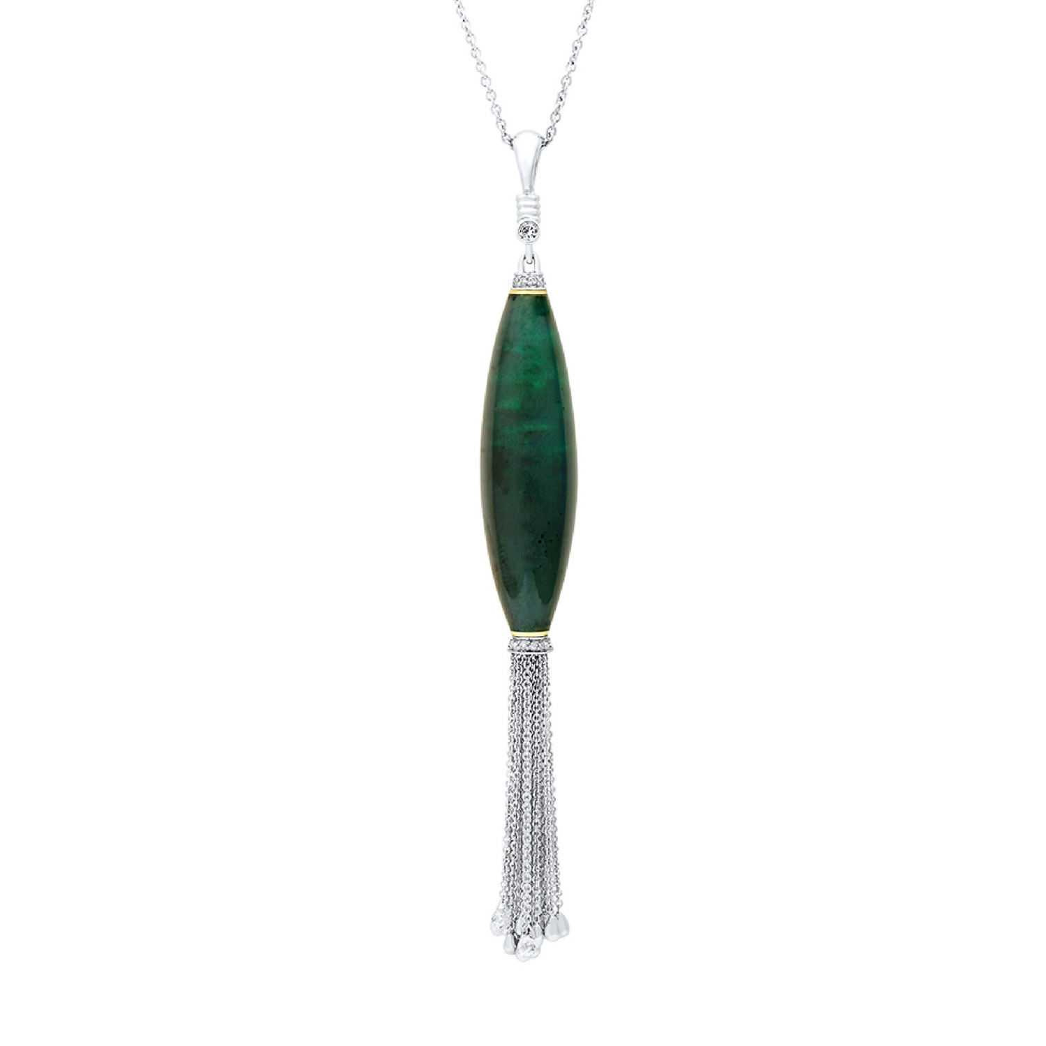 Green Enamel & Diamond Drop Pendant