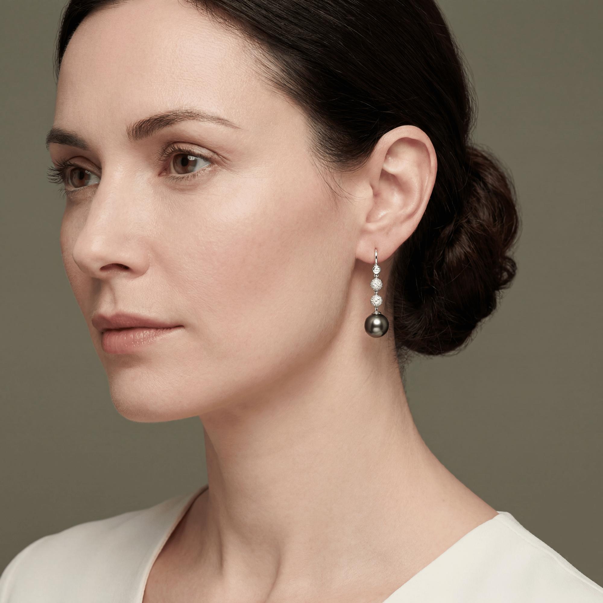 Tahitian Pearl & Diamond Drop Earrings