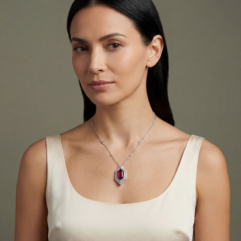 Woodlands Rhodolite Garnet & Mixed-Cut Diamond Necklace