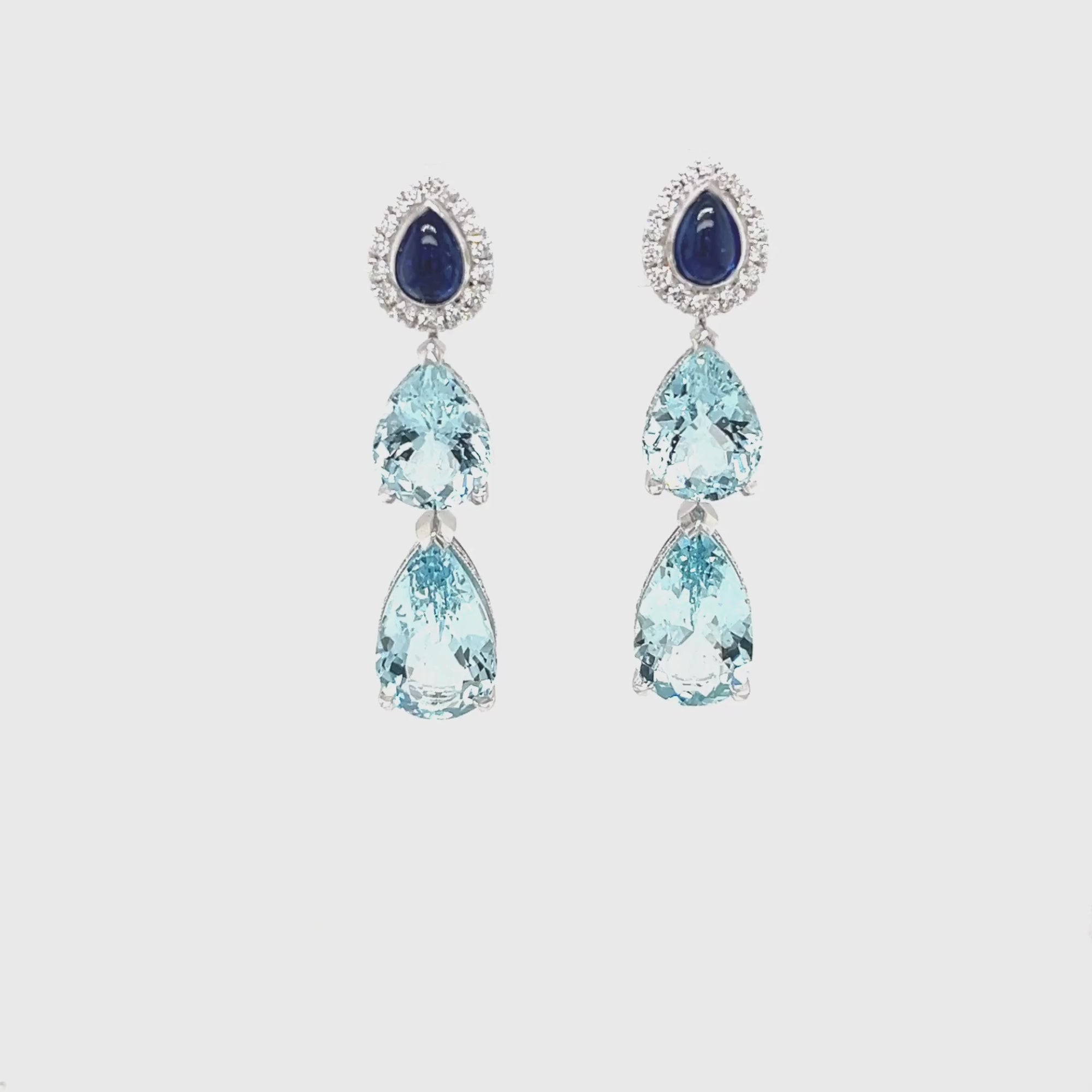 Iluka Aquamarine, Sapphire & Diamonds Drop Earrings