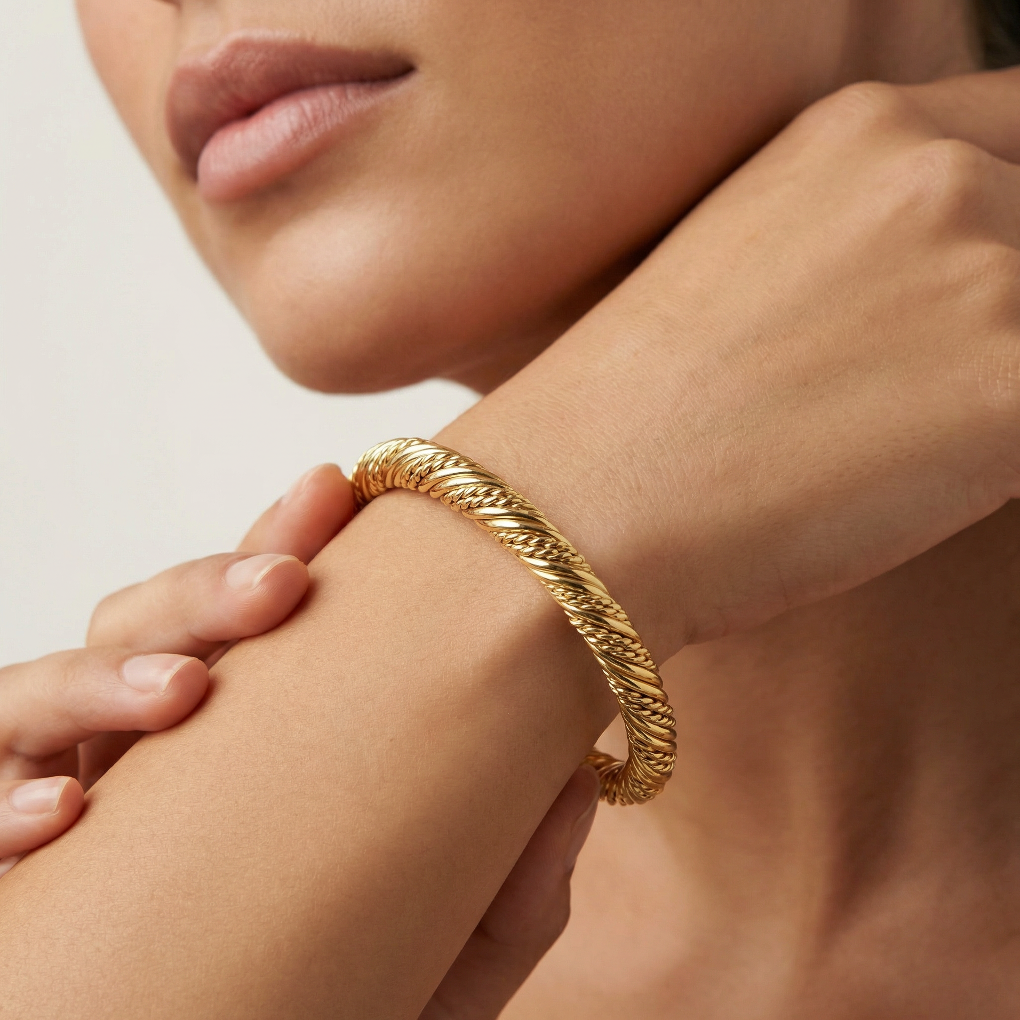 Textured Cuff Bangle - 18ct Yellow Gold