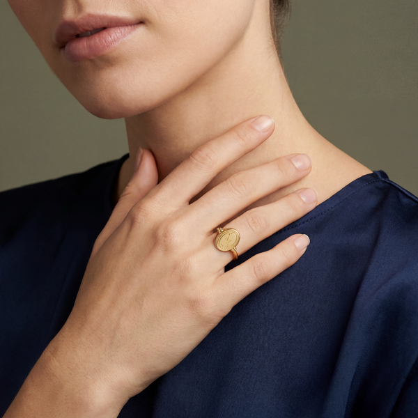 Petite Oval Initial Signet Ring