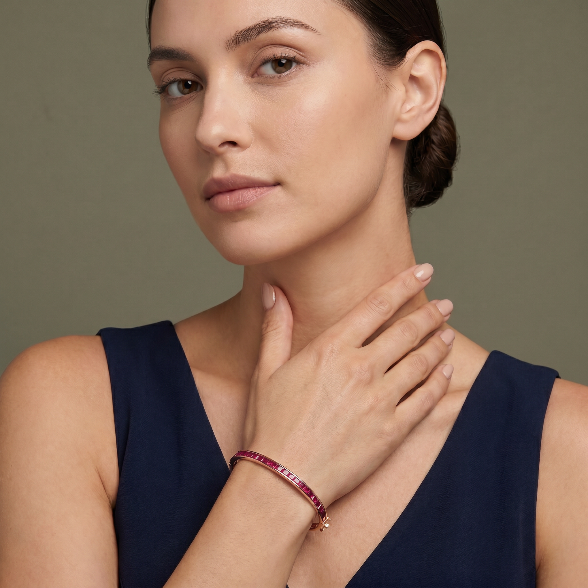 Baguette Cut Ruby Bangle